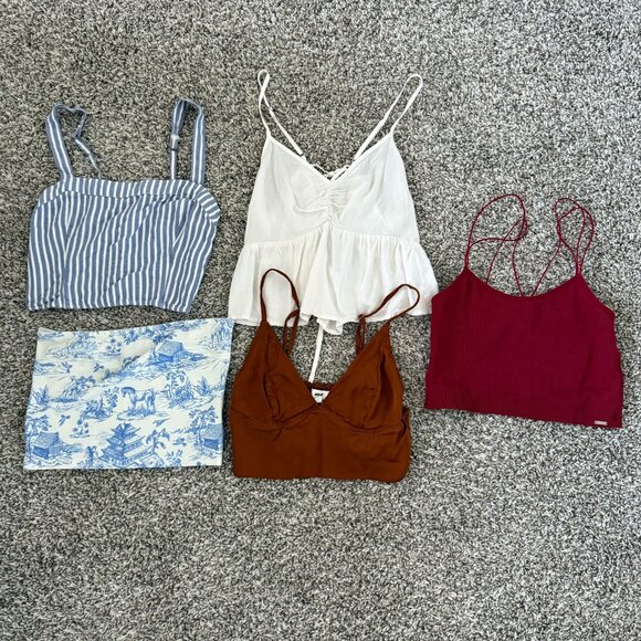 Lot of 5 Crop Tops – Edikted, Gilly Hicks, Aerie, Y2K Boho Summer XS/S - Picture 1 of 16